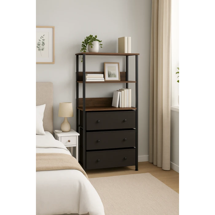 Стелаж Costway Skiff із текстильними ящиками в стилі Loft