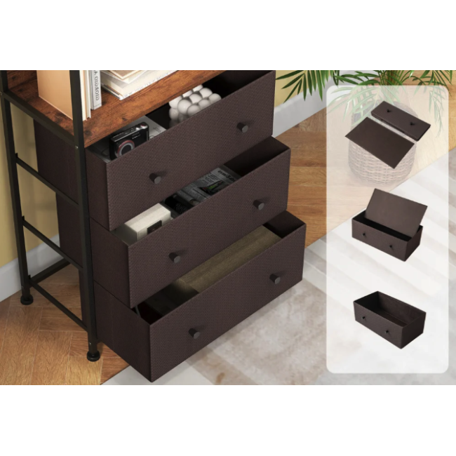 Стеллаж Costway Skiff с текстильными ящиками в стиле Loft