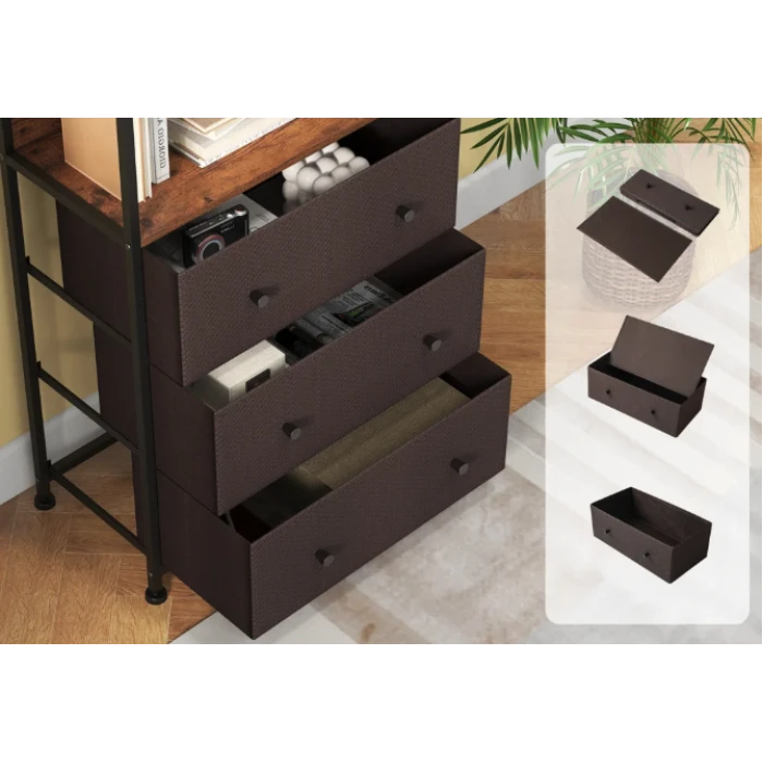 Стелаж Costway Skiff із текстильними ящиками в стилі Loft