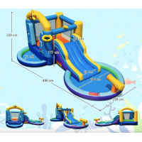 Надувна водна гірка Costway Planet з двома басейнами та насосом