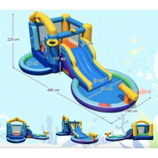 Надувна водна гірка Costway Planet з двома басейнами та насосом