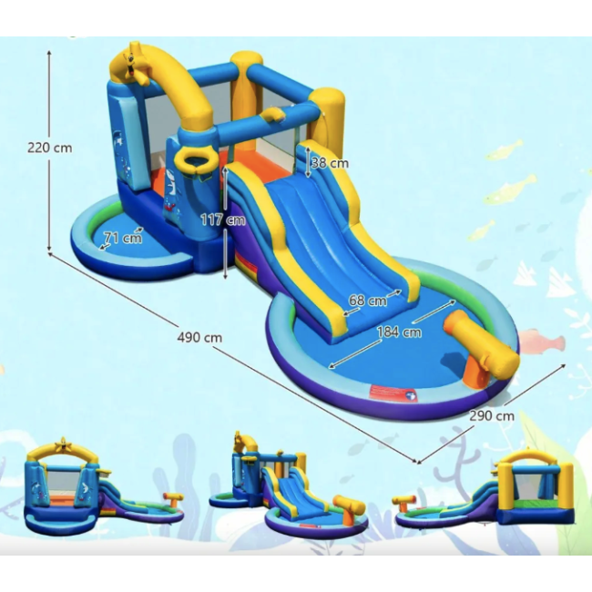 Надувна водна гірка Costway Planet з двома басейнами та насосом