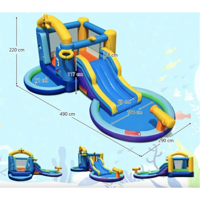 Надувна водна гірка Costway Planet з двома басейнами та насосом