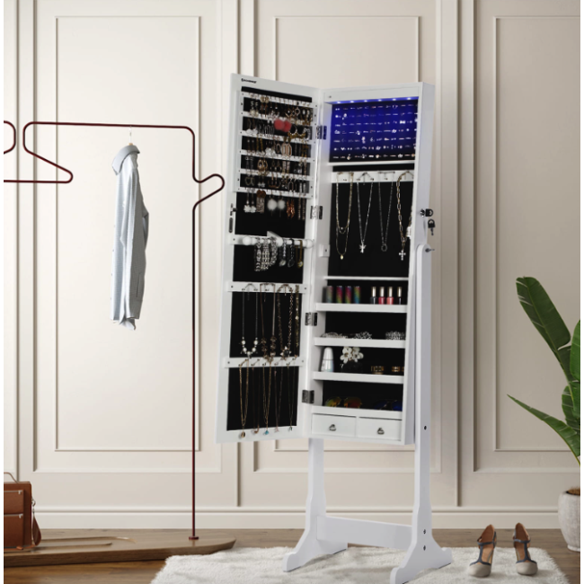 Напольное зеркало-шкаф Leobert Insignia с подсветкой белый