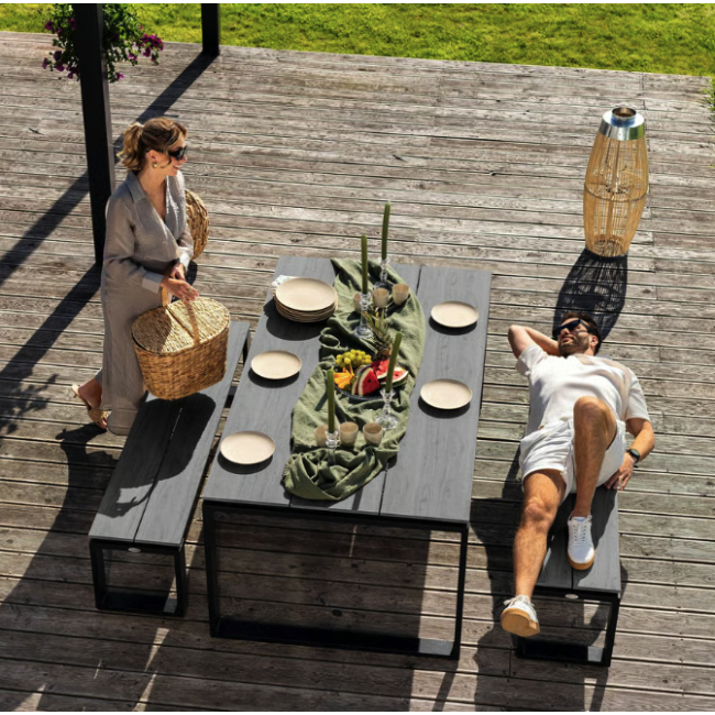 Набір садових меблів Di Volio Trento стіл + 2 лавки сірий