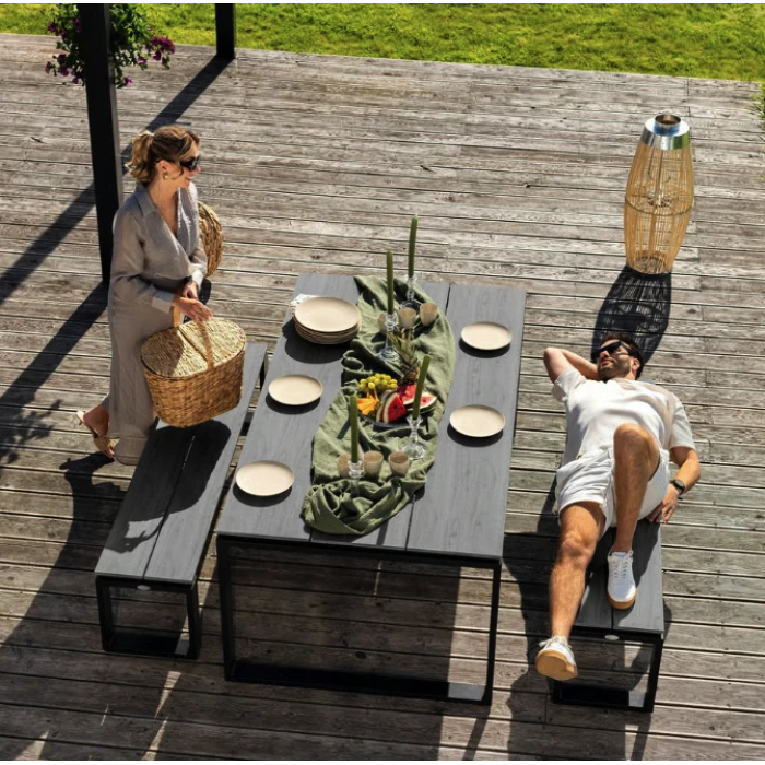 Набір садових меблів Di Volio Trento стіл + 2 лавки сірий