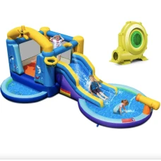 Надувна водна гірка Costway Planet з двома басейнами та насосом