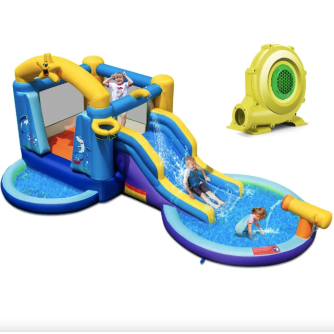 Надувна водна гірка Costway Planet з двома басейнами та насосом