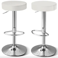 Комплект барних стільців Costway Loreto з круглим сидінням білий