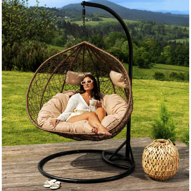 Підвісне крісло-кокон Di Volio Foggio двомісне коричневий