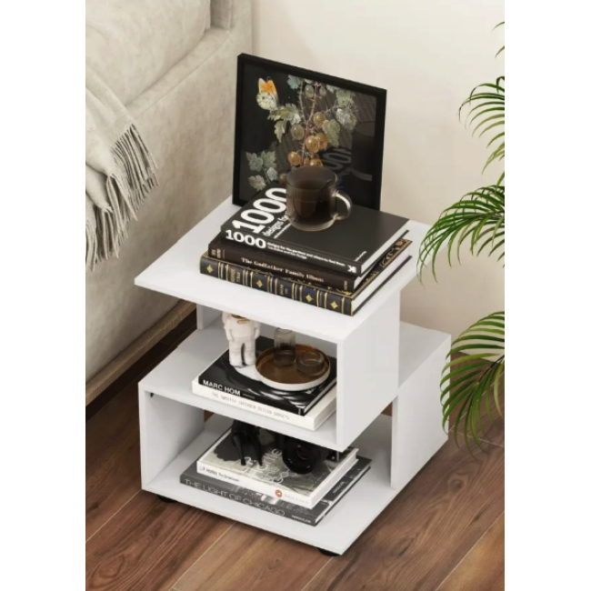 Журнальный столик Costway Luna 3-уровневый белый