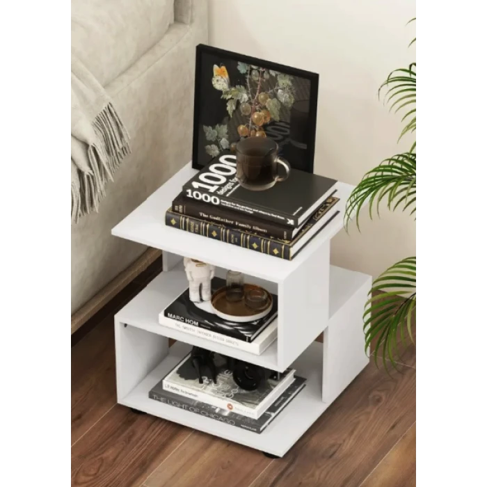 Журнальный столик Costway Luna 3-уровневый белый
