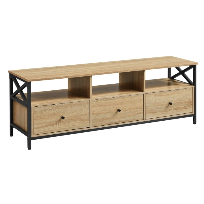 Тумба под телевизор Leobert Kamila в стиле Loft с 3 ящиками натуральный