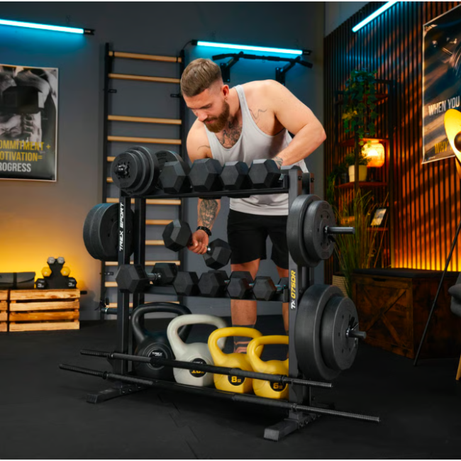 Стійка 3-рівнева для гантелей, грифів та гирь Trex Sport TX-075DR