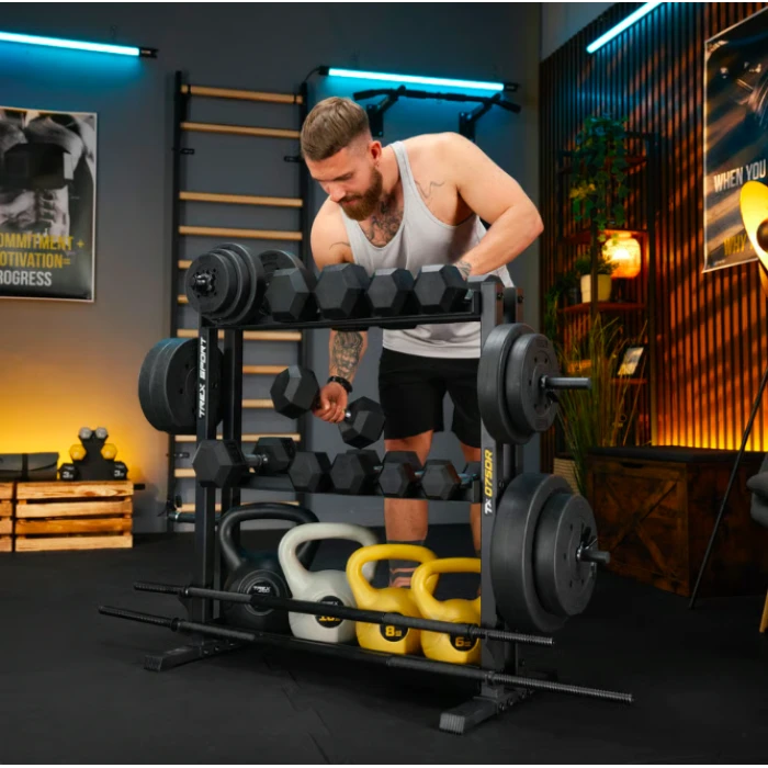 Стійка 3-рівнева для гантелей, грифів та гирь Trex Sport TX-075DR