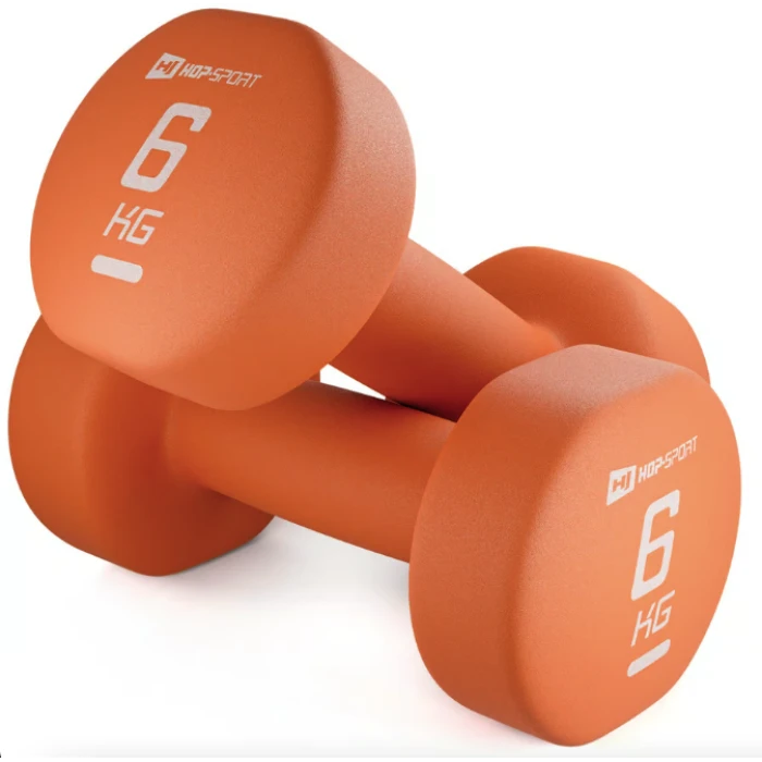 Гантели для фитнеса неопреновые круглые Hop-Sport HS-V060DR 2x6кг оранжевый