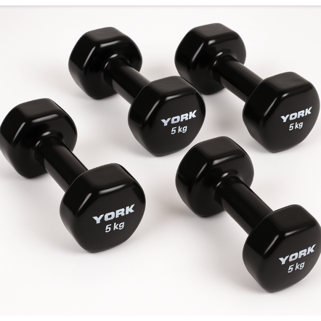 Гантелі для фітнесу вінілові круглі York Fitness 2х5кг чорний
