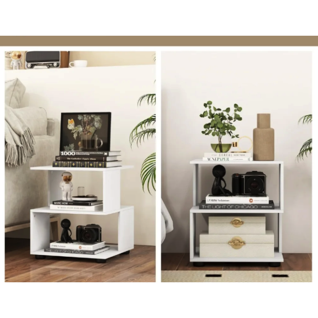 Журнальный столик Costway Luna 3-уровневый белый