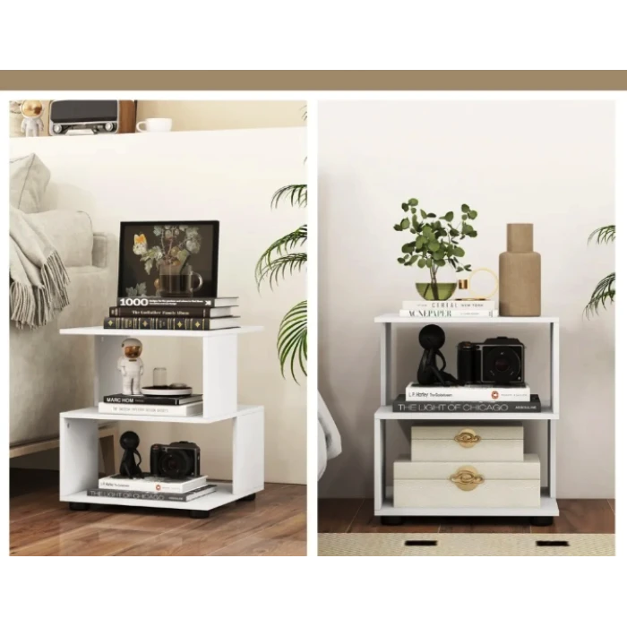 Журнальный столик Costway Luna 3-уровневый белый