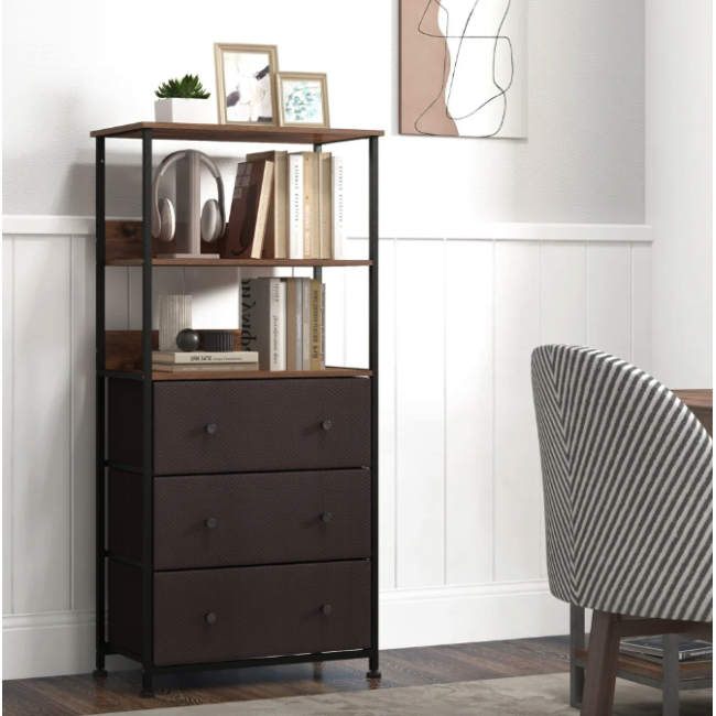 Стеллаж Costway Skiff с текстильными ящиками в стиле Loft