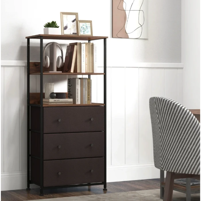 Стелаж Costway Skiff із текстильними ящиками в стилі Loft