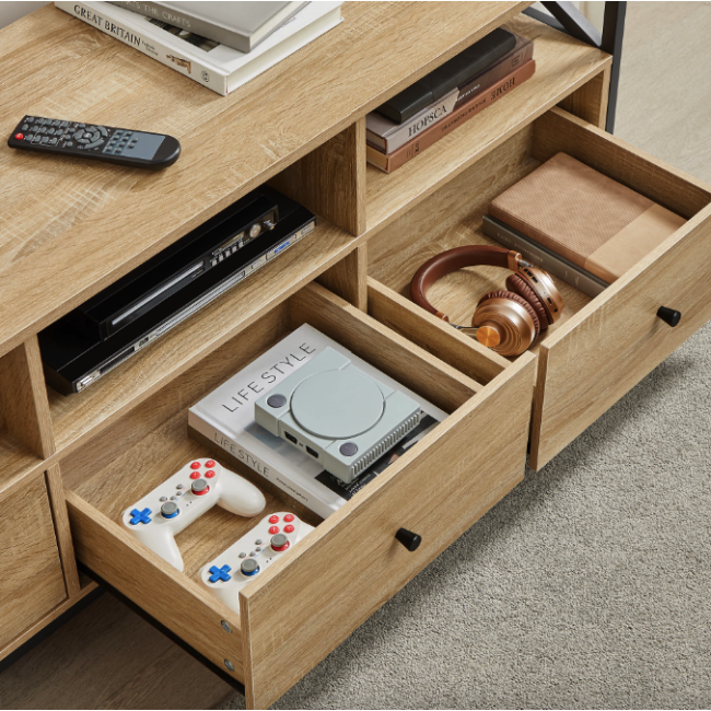 Тумба под телевизор Leobert Kamila в стиле Loft с 3 ящиками натуральный