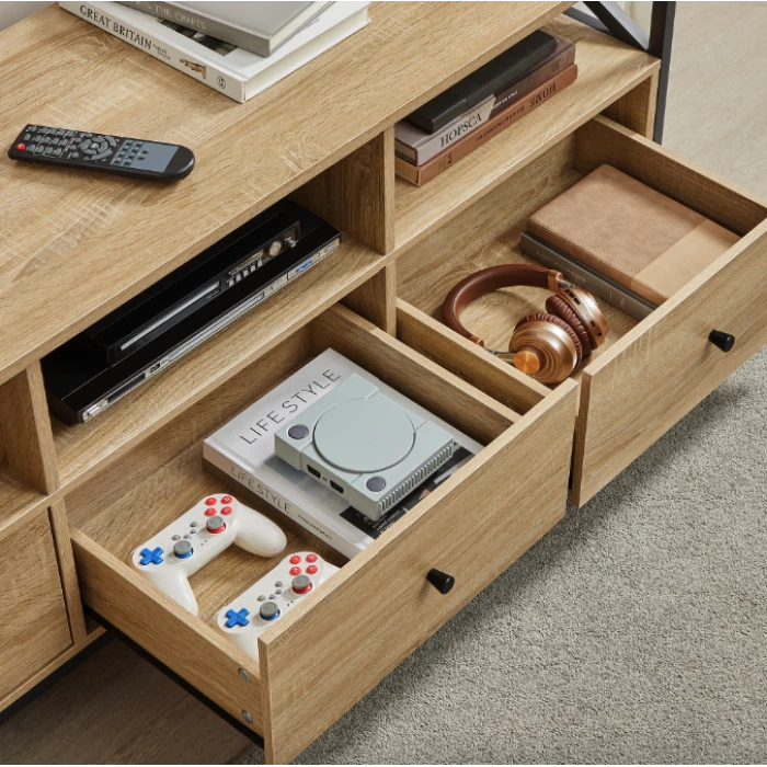 Тумба под телевизор Leobert Kamila в стиле Loft с 3 ящиками натуральный