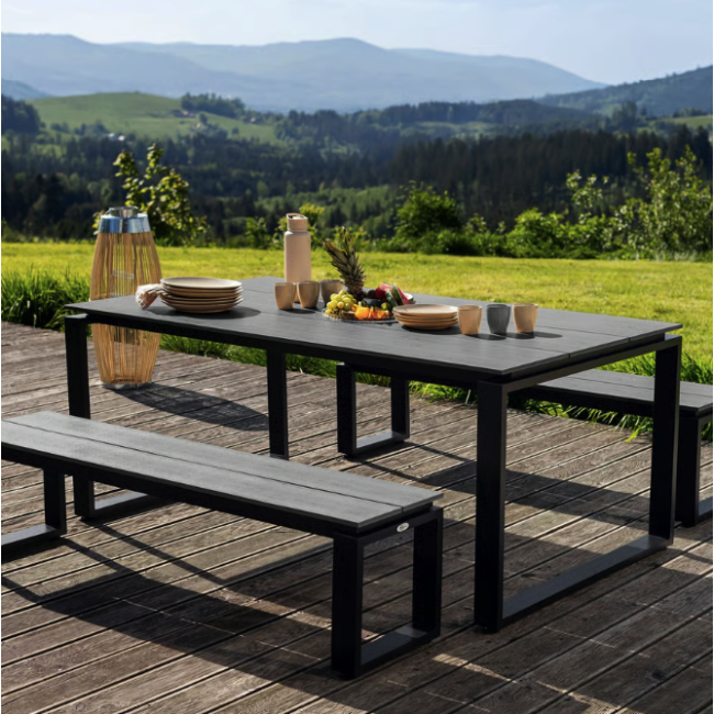 Набір садових меблів Di Volio Trento стіл + 2 лавки сірий