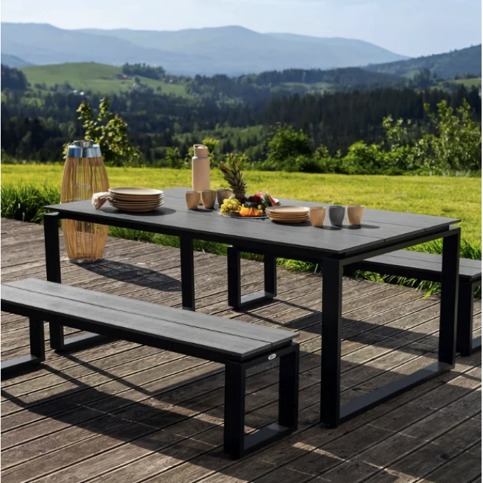 Набір садових меблів Di Volio Trento стіл + 2 лавки сірий