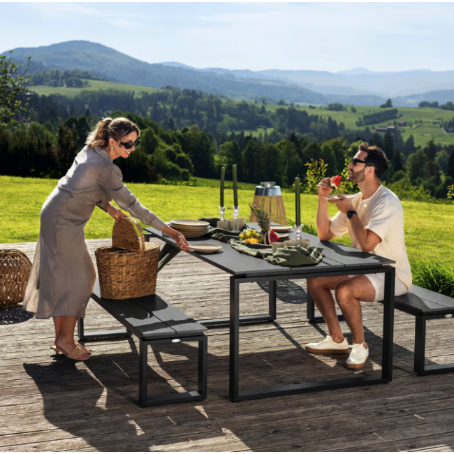 Набір садових меблів Di Volio Trento стіл + 2 лавки сірий