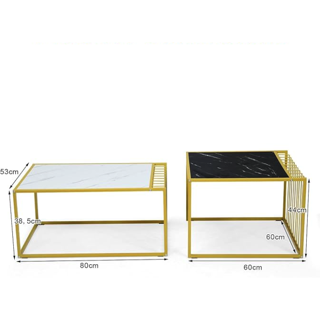 Комплект журнальных столов Costway Scorpion из искусственного мрамора