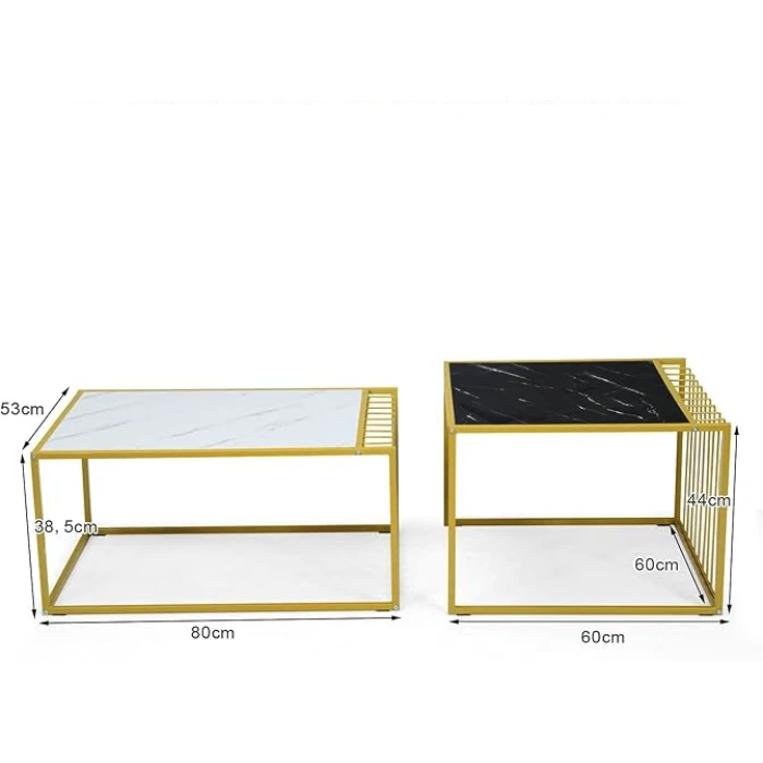 Комплект журнальных столов Costway Scorpion из искусственного мрамора