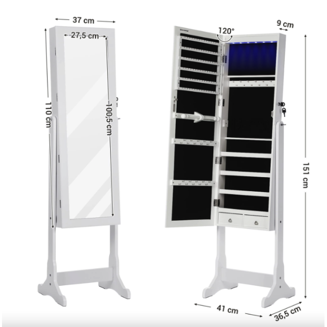 Напольное зеркало-шкаф Leobert Insignia с подсветкой белый
