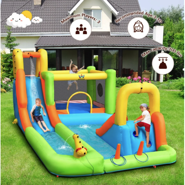 Надувной водный детский центр Costway Park Bounce House с горкой (без вентилятора)