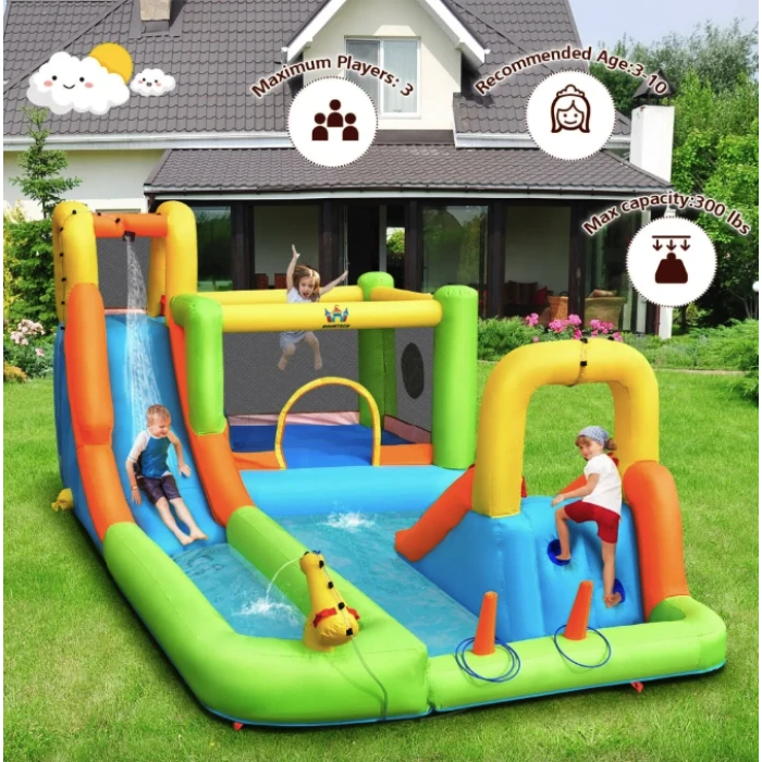 Надувной водный детский центр Costway Park Bounce House с горкой (без вентилятора)