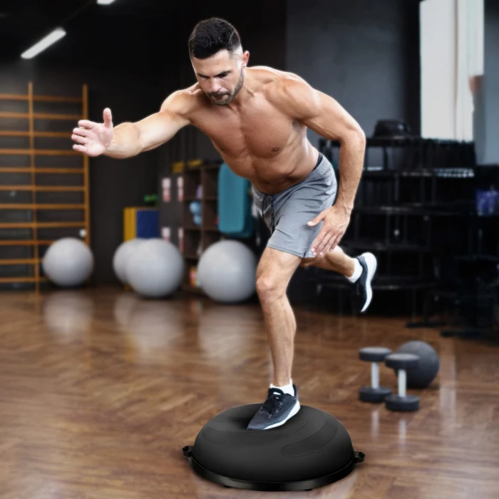 Балансувальна півсфера Gymtek Flex Core Half Ball 58см з еспандерами + насос чорний