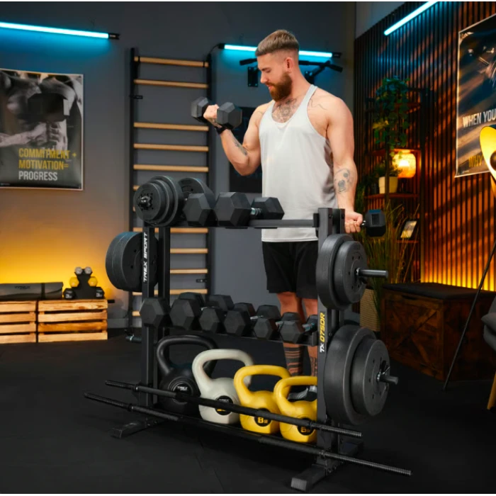 Стійка 3-рівнева для гантелей, грифів та гирь Trex Sport TX-075DR