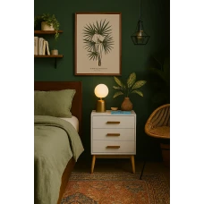 Тумба приліжкова Chomik AVESTA на три ящики у скандинавському стилі