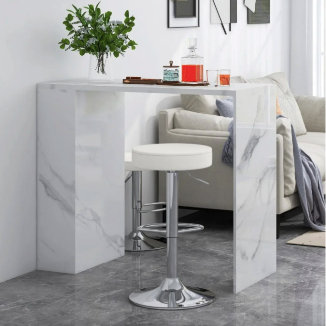 Комплект барних стільців Costway Loreto з круглим сидінням білий