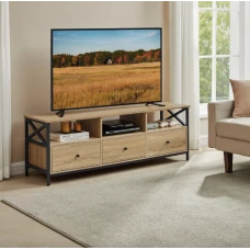 Тумба под телевизор Leobert Kamila в стиле Loft с 3 ящиками натуральный