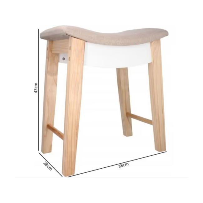 Табурет Chomik ROKA изогнутый в скандинавском бежевом стиле