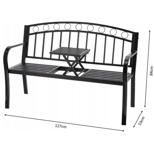 Лавка садова Chomik GARDEN LINE DUO з розкладним столиком