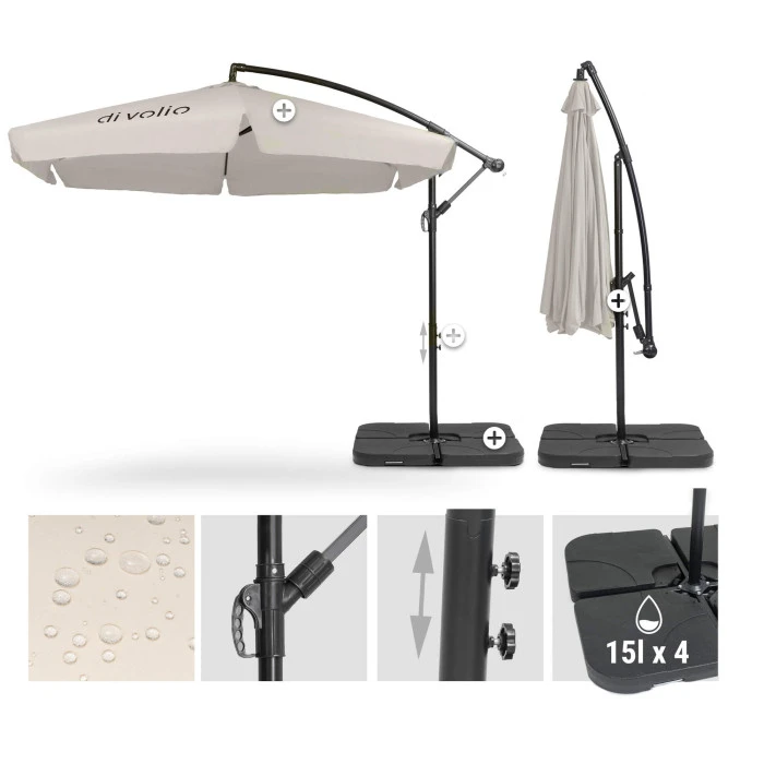 Зонтик садовый Di Volio EMPOLI 300см кремовый+ Основа садового зонтика