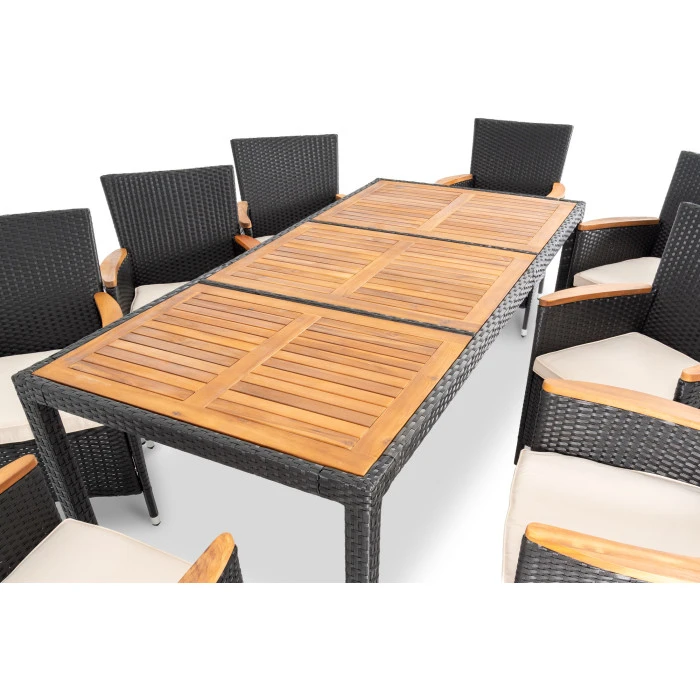 Садові меблі Di Volio VERONA 8+1 чорно-кремові