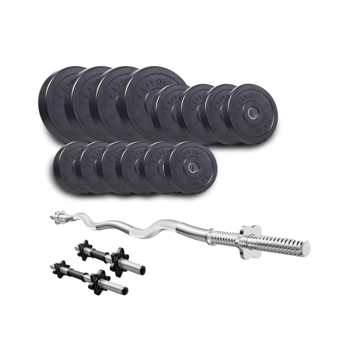 Набор Elitum Titan 46кг со штангой и гантелями.
