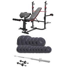 Набір Elitum Titan 68кг з лавою HS-1065HB Pro, штангою та гантелями