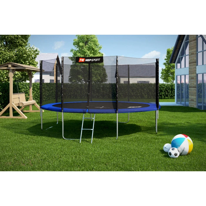 Батут Hop-Sport 14ft (427см) синій із зовнішньою сіткою
