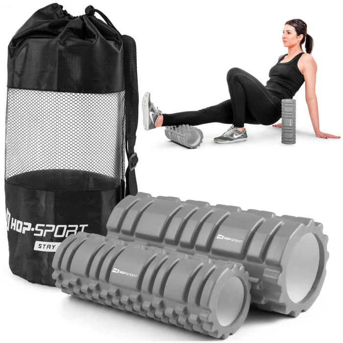 Роллер массажер (валик, ролик) для кроссфита и йоги Hop-Sport HS-001YG серый