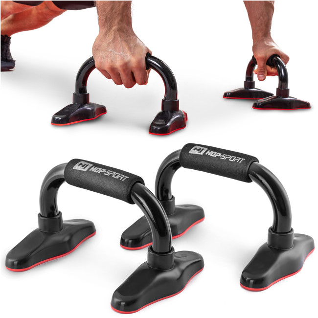 Упоры для отжиманий металлические HS-M020PU черно-красные.