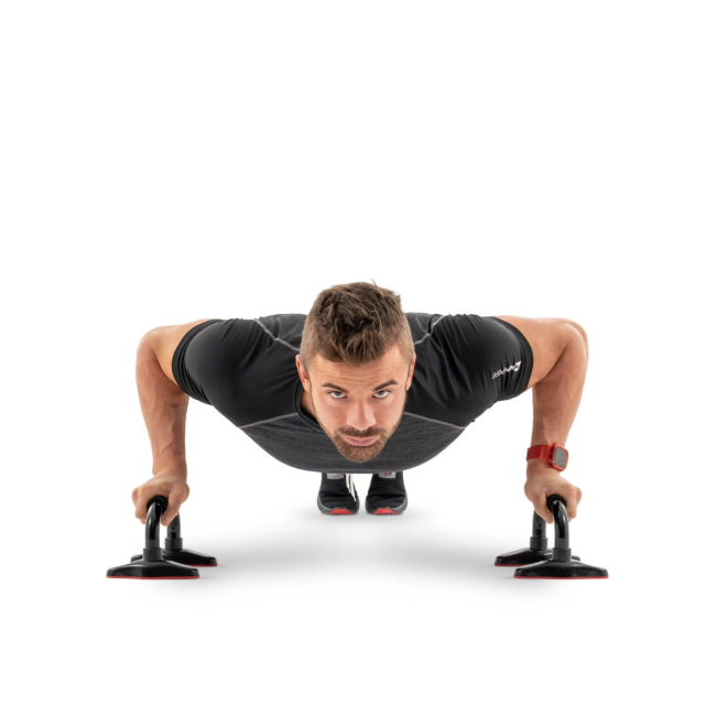 Упоры для отжиманий металлические HS-M020PU черно-красные.